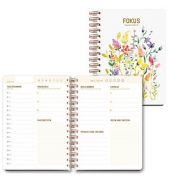 Notizbuch LU MYJOURNEY 04, MyJourney Tageszielbuch Wildblumen, weiß, A5, blanko, 120g, 50 Blatt / 100 Seiten