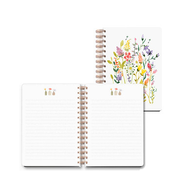 Notizbuch LU NOTICE A5 01, Classic Wildblumen, weiß, A5, liniert, 120g, 50 Blatt / 100 Seiten