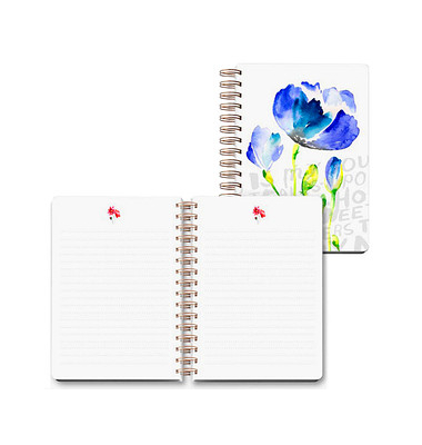 Notizbuch LU NOTICE A5 13, Blumenfreunde, weiß, A5, liniert, 120g, 50 Blatt / 100 Seiten