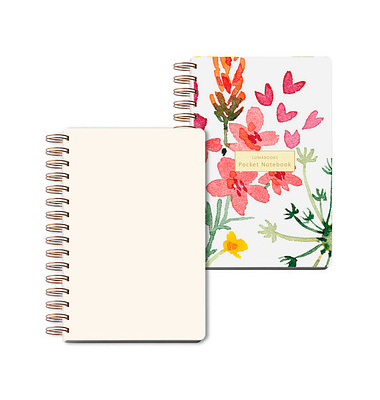 Notizbuch LU POCKET 04, Pocket Flower, weiß, A5, blanko, 120g, 50 Blatt / 100 Seiten