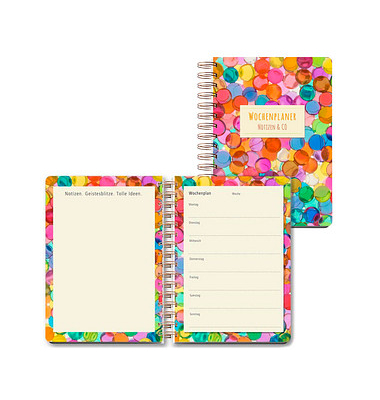 Notizbuch LU WEEK 03, Wochenplaner Glassteine, bunt, A5, blanko, 120g, 52 Blatt / 104 Seiten