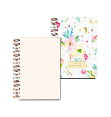 Notizbuch LU POCKET 08, Pocket Blümchen, weiß, A5, blanko, 120g, 50 Blatt / 100 Seiten