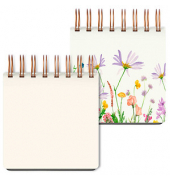 Notizbuch LU Q10 07, Mini Blumen, weiß, A5, blanko, 120g, 50 Blatt / 100 Seiten