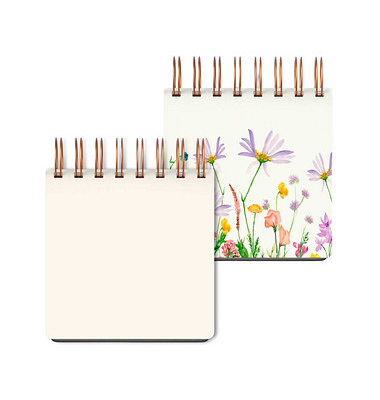 Notizbuch LU Q10 07, Mini Blumen, weiß, A5, blanko, 120g, 50 Blatt / 100 Seiten