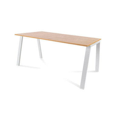 rocada BLANCA BLANCA höhenverstellbarer Schreibtisch eicheweiß rechteckig, 4-Fuß-Gestell weiß 160,0 x 80,0 cm