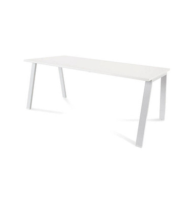 Schreibtisch Blanca, 72cm (H), 180x80cm (BxT), rechteckig, weiß / weiß