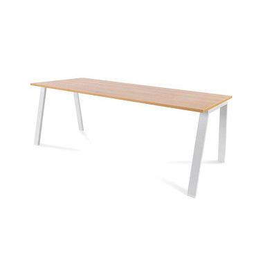 Schreibtisch Blanca, 72cm (H), 200x80cm (BxT), rechteckig, eiche / weiß