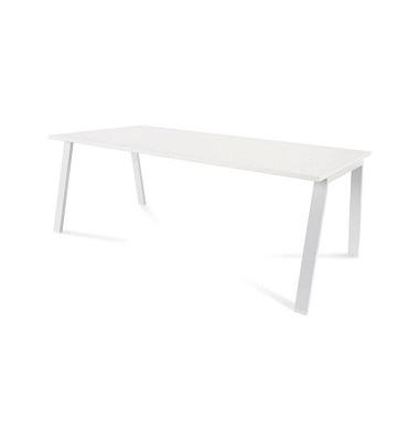 Schreibtisch Blanca, 72cm (H), 200x100cm (BxT), rechteckig, weiß / weiß
