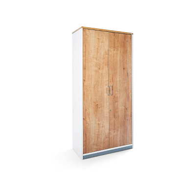 Aktenschrank 1104AW08, abschlie&szlig;bar, 5 OH, wei&szlig;/eiche, 90x195x45cm (BxHxT)