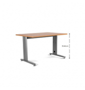 Schreibtisch Metal, manuell höhenverstellbar, 72-82cm (H), 140x80cm (BxT), rechteckig, eiche / grau