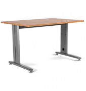 Schreibtisch Metal, 72cm (H), 140x80cm (BxT), rechteckig, eiche / grau