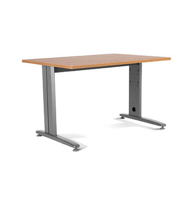 Schreibtisch Metal, 72cm (H), 140x80cm (BxT), rechteckig, eiche / grau