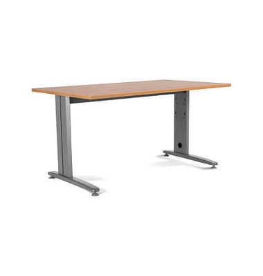 Schreibtisch Metal, 72cm (H), 160x80cm (BxT), rechteckig, eiche / grau
