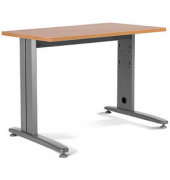 Schreibtisch Metal, manuell höhenverstellbar, 72-82cm (H), 120x60cm (BxT), rechteckig, eiche / grau
