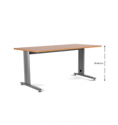 Schreibtisch Metal, manuell höhenverstellbar, 72-82cm (H), 180x80cm (BxT), rechteckig, eiche / grau
