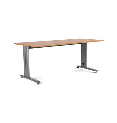 Schreibtisch Metal, 72cm (H), 200x80cm (BxT), rechteckig, eiche / grau