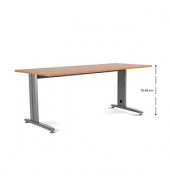 Schreibtisch Metal, manuell höhenverstellbar, 72-82cm (H), 200x80cm (BxT), rechteckig, eiche / grau