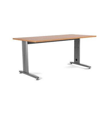 Schreibtisch Metal, 72cm (H), 180x80cm (BxT), rechteckig, eiche / grau