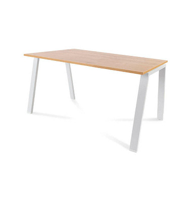 Schreibtisch Blanca, 72cm (H), 140x80cm (BxT), rechteckig, eiche / weiß