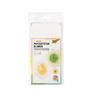 Papiertüten für Dekoblumen Daisy Love weißgrün Papiertütenblumen