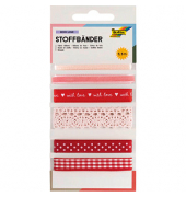 Geschenkband Set Rosy Love 12021, unterschiedlich x 5,5m, rot/weiß