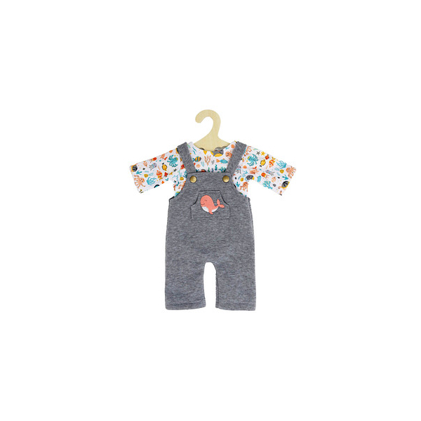 4001949022159 - Puppenkleidung LATZHOSE MIT T-SHIRT - WAL BOBBY (35-45 cm) in grau bunt 4001949022159 - Puppenkleidung LATZHOSE MIT T-SHIRT - WAL BOBBY (35-45 cm) in grau bunt