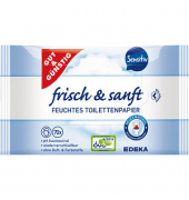 Toilettenpapier feucht, frisch & sanft, frisch, 4192668000, 1-lagig, weiß, 70 Blatt / Packung,