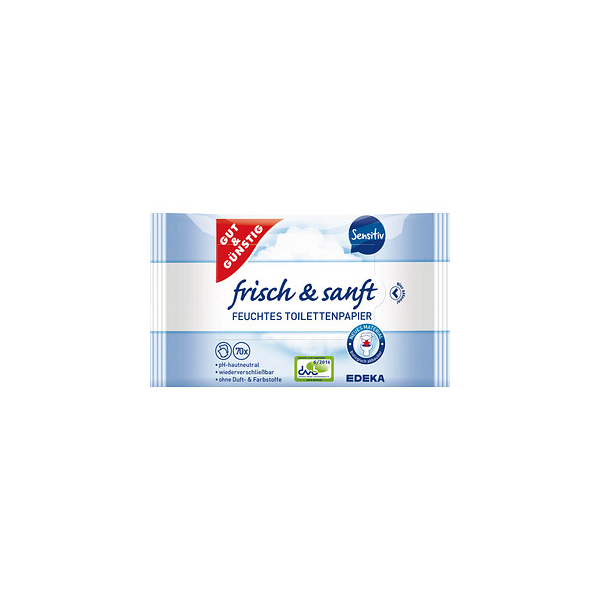 4311501679944 - Toilettenpapier feucht frisch & sanft ohne 4192668000 1-lagig weiß 70 Blatt   Packung 4311501679944 Gut & Günstig 140 Tuch
