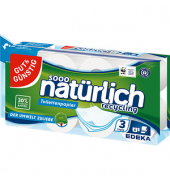 Toilettenpapier nat&uuml;rlich recycling 538517003, 3-lagig, wei&szlig;, 200 Blatt / Rolle,