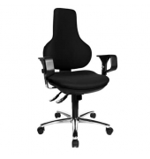 B&uuml;rodrehstuhl Ergo Point SY Delux, schwarz / silber, mit Armlehnen, bis 110kg, ohne Kopfst&uuml;tze