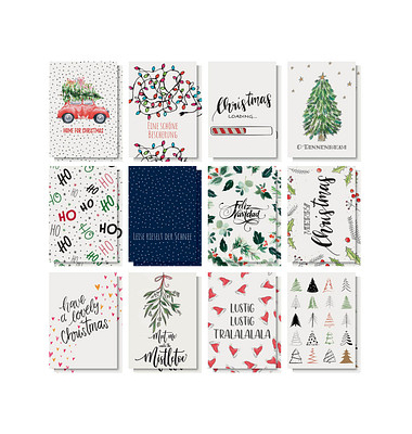 SIGEL Weihnachtspostkarten-Set Colourful Christmas 24 Stück DIN A6