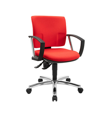 Topstar Bürostuhl Pro 30 chrom, PU39AG21 Stoff rot, Gestell chrom