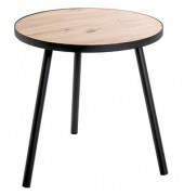 Beistelltisch 24465, 52cm (H), 50x50cm (BxT), rund, bergen-eiche / schwarz