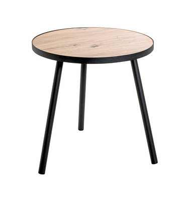 Beistelltisch 24465, 52cm (H), 50x50cm (BxT), rund, bergen-eiche / schwarz