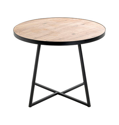Beistelltisch 24467, 48cm (H), 60x60cm (BxT), rund, bergen-eiche / schwarz