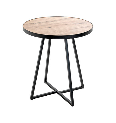 Beistelltisch 25445, 52cm (H), 48x48cm (BxT), rund, eiche / schwarz