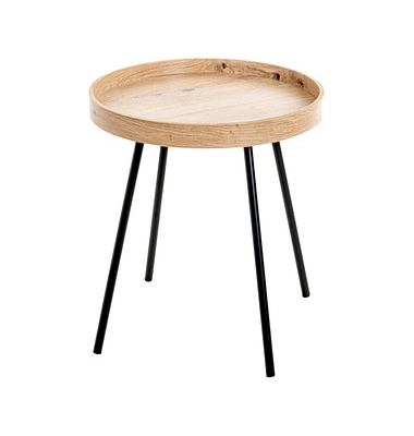 Beistelltisch 25485, 45cm (H), 40x40cm (BxT), rund, eiche / schwarz
