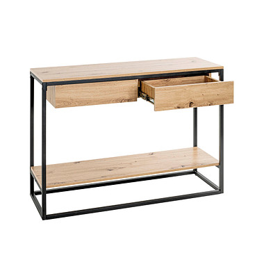 Konsolentisch 37478, 75cm (H), 100x35cm (BxT), rechteckig, bergen-eiche / schwarz