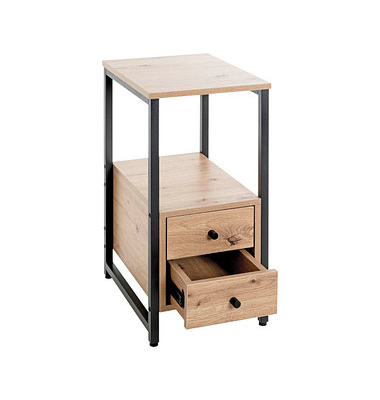 Beistelltisch 37479, 63cm (H), 30x40cm (BxT), rechteckig, bergen-eiche / schwarz