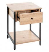 Beistelltisch 37480, 55cm (H), 40x40cm (BxT), quadratisch, bergen-eiche / schwarz