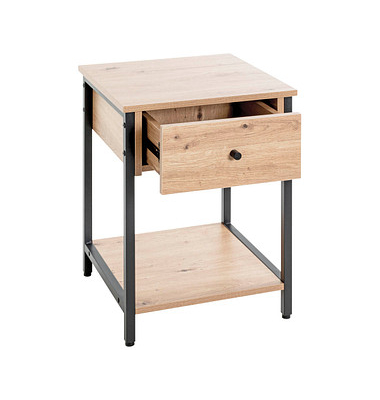 Beistelltisch 37480, 55cm (H), 40x40cm (BxT), quadratisch, bergen-eiche / schwarz