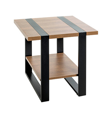 Beistelltisch 47177, 45cm (H), 45x45cm (BxT), quadratisch, bologna-eiche / schwarz