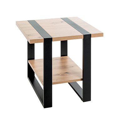 Beistelltisch 47477, 45cm (H), 45x45cm (BxT), quadratisch, eiche / schwarz