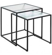 Beistelltisch 47530, 44/49cm (H), 40/45cmx40/45cm (BxT), quadratisch, transparent / schwarz