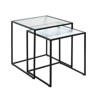 Beistelltisch 47530, 44/49cm (H), 40/45cmx40/45cm (BxT), quadratisch, transparent / schwarz