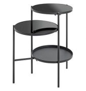 Beistelltisch 47567, 71cm (H), 56x39cm (BxT), rund, schwarz / schwarz