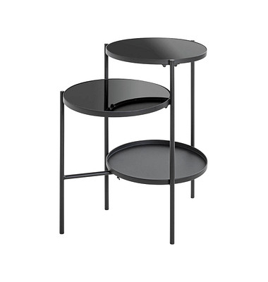 Beistelltisch 47567, 71cm (H), 56x39cm (BxT), rund, schwarz / schwarz