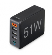 5in1 USB-Ladestation schwarz 1,2 m, 51 Watt