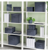 Aufbewahrungsbox Fabric 61450089, ca. 8 Liter, au&szlig;en 380x330x325mm, recycelte Pappe mit Stoff&uuml;berzug, zu 71% recycelbar samtgrau