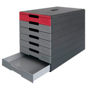 DURABLE Schubladenbox IDEALBOX PLUS  graurot 776303, DIN C4 mit 7 Schubladen